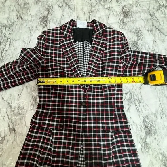 Akris Punto Red Black Plaid stripe Patterned blazer Business career size US 2